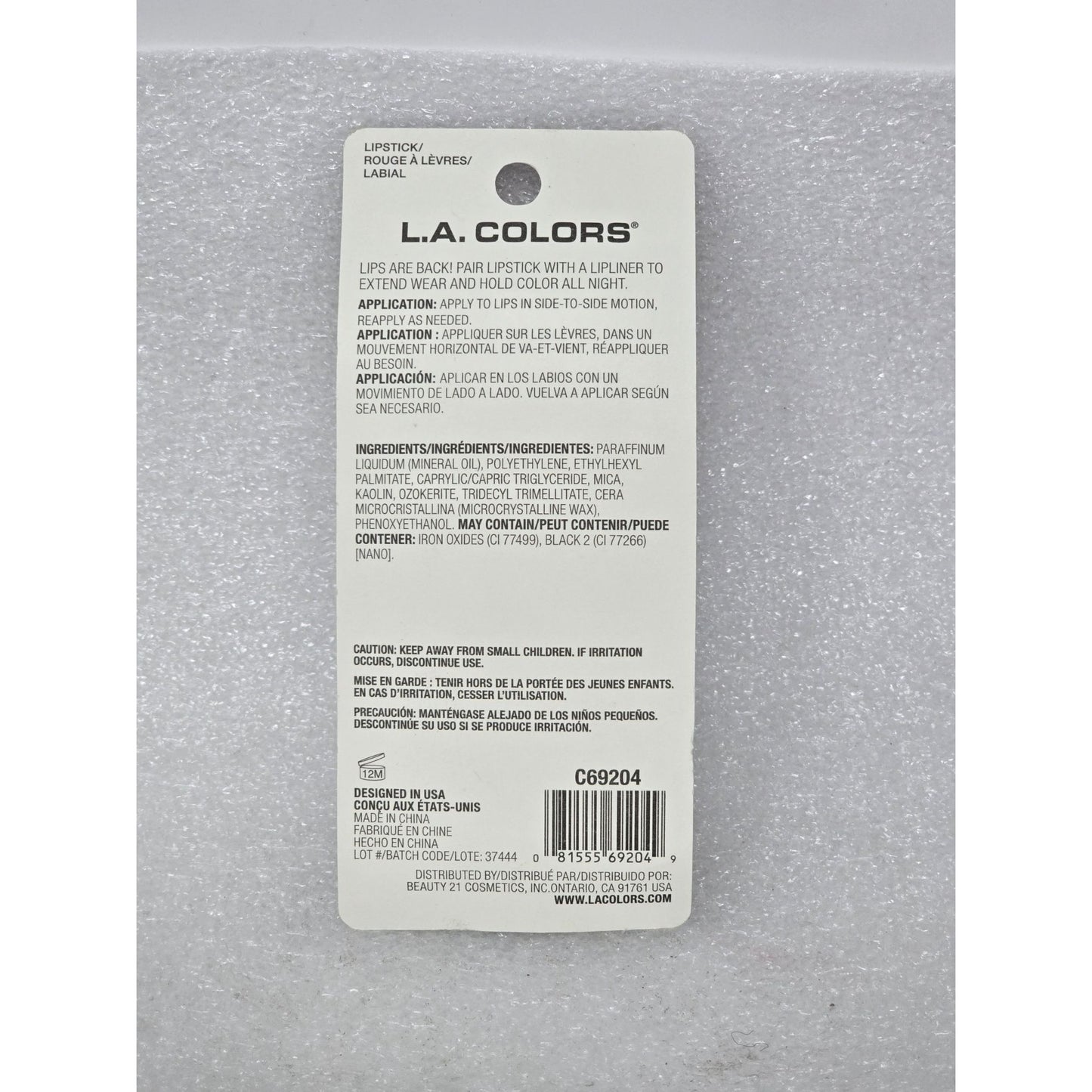 L.A. Colors Lipstick Raven Limited Edition Soft Creamy Finish Smooth Glide