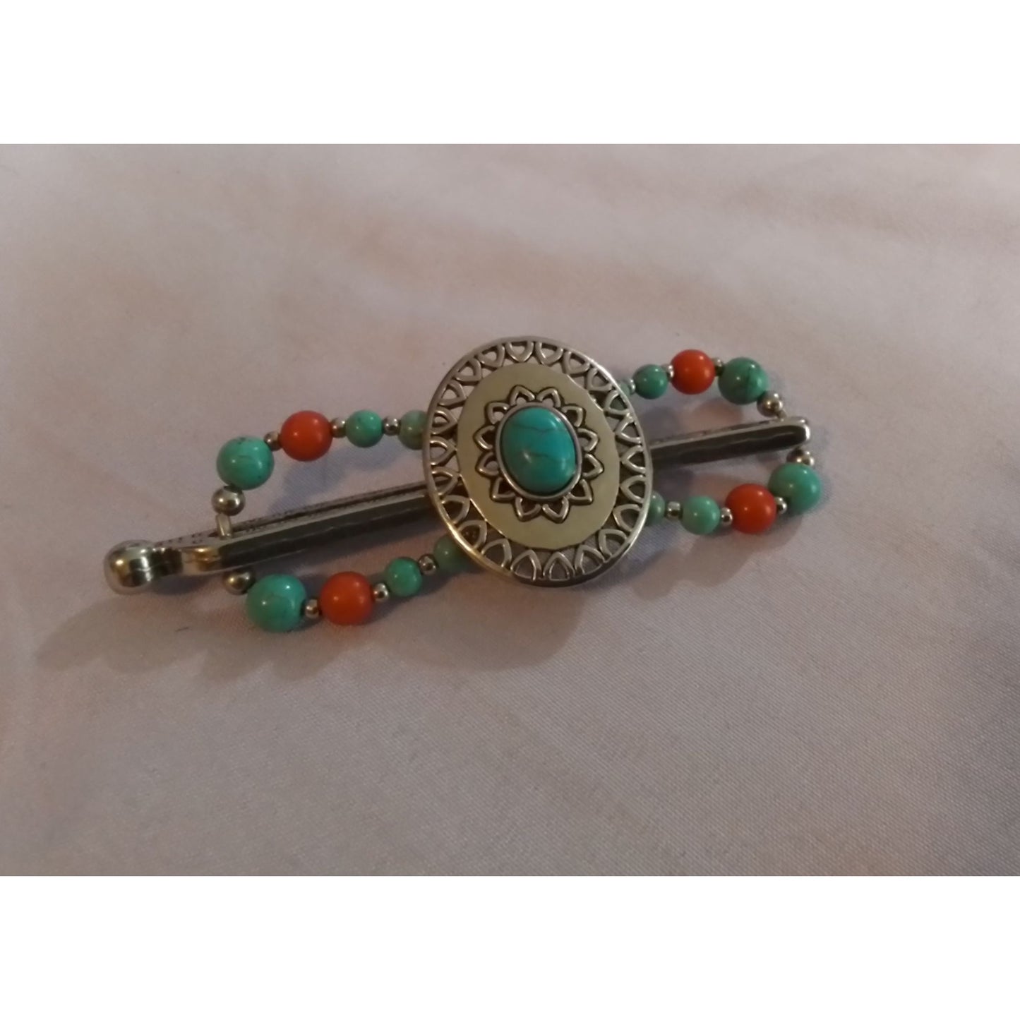 Lilla Rose Flexi Hair Clip - Southwestern Style Turquoise & Coral Beads