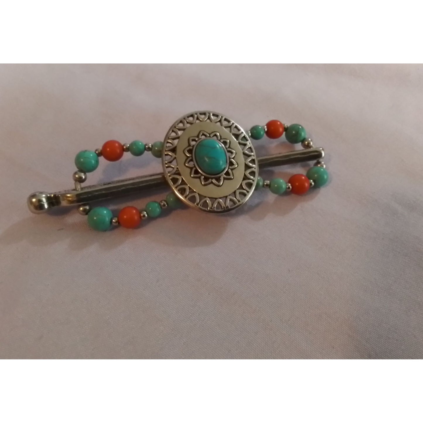 Lilla Rose Flexi Hair Clip - Southwestern Style Turquoise & Coral Beads