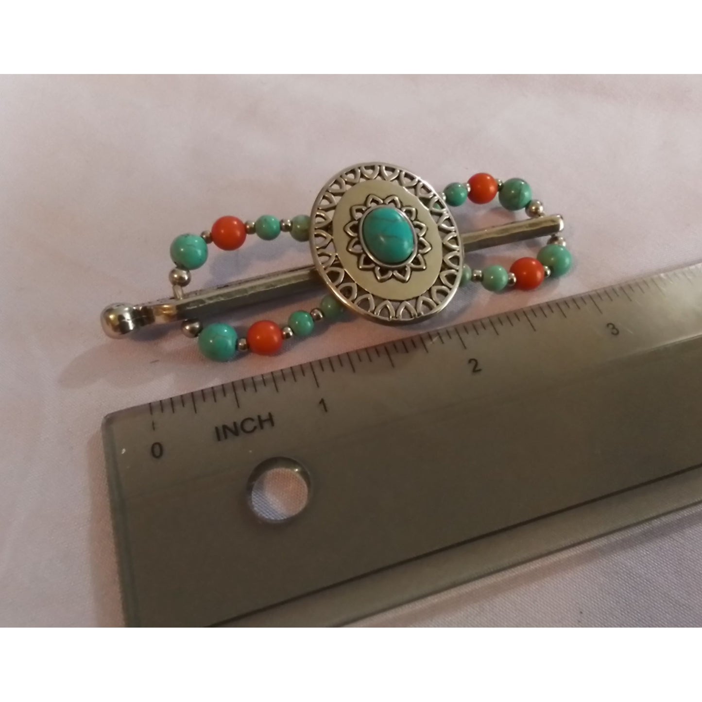 Lilla Rose Flexi Hair Clip - Southwestern Style Turquoise & Coral Beads