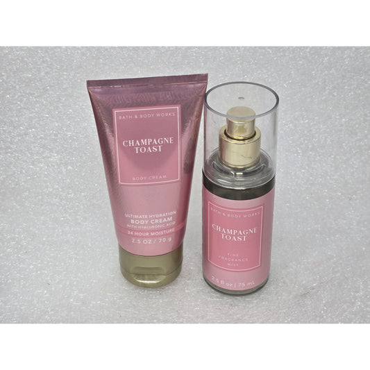 Bath & Body Works Champagne Toast Body Cream & Fine Fragrance Mist Set Travel Sz