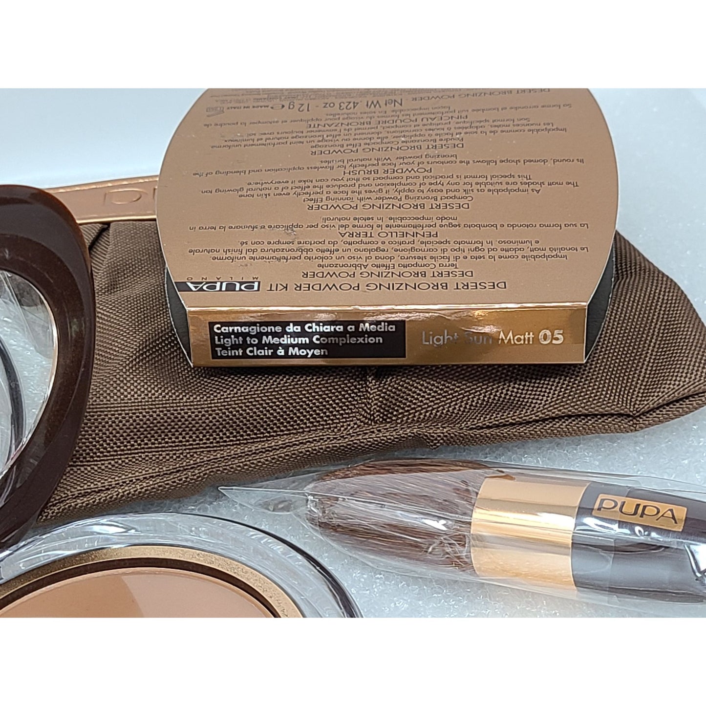 Pupa Milano Desert Bronzing Powder Kit 05 Light Sun Matt: w/Mini Brush & Makeup Bag