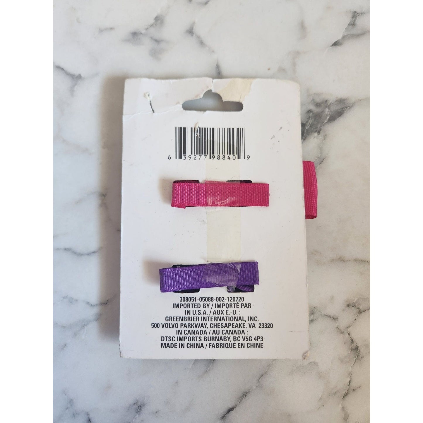 Pink & Purple Hair Bow Clip Set For Girls Ribbon Material By Greenbrier