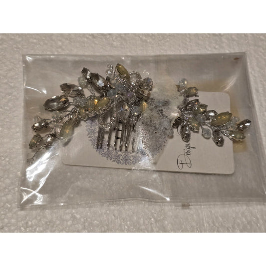 Yean Wedding Bridal & Bridesmaid Crystal Hair Comb Floral Design & Rhinestones