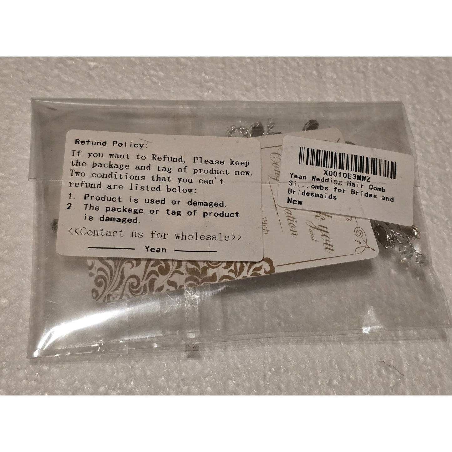 Yean Wedding Bridal & Bridesmaid Crystal Hair Comb Floral Design & Rhinestones