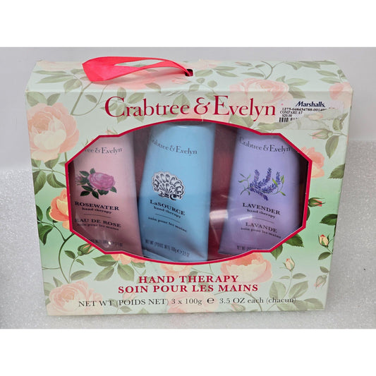 Crabtree & Evelyn Hand Therapy Gift Set Lavender Rosewater La Source 3x100g