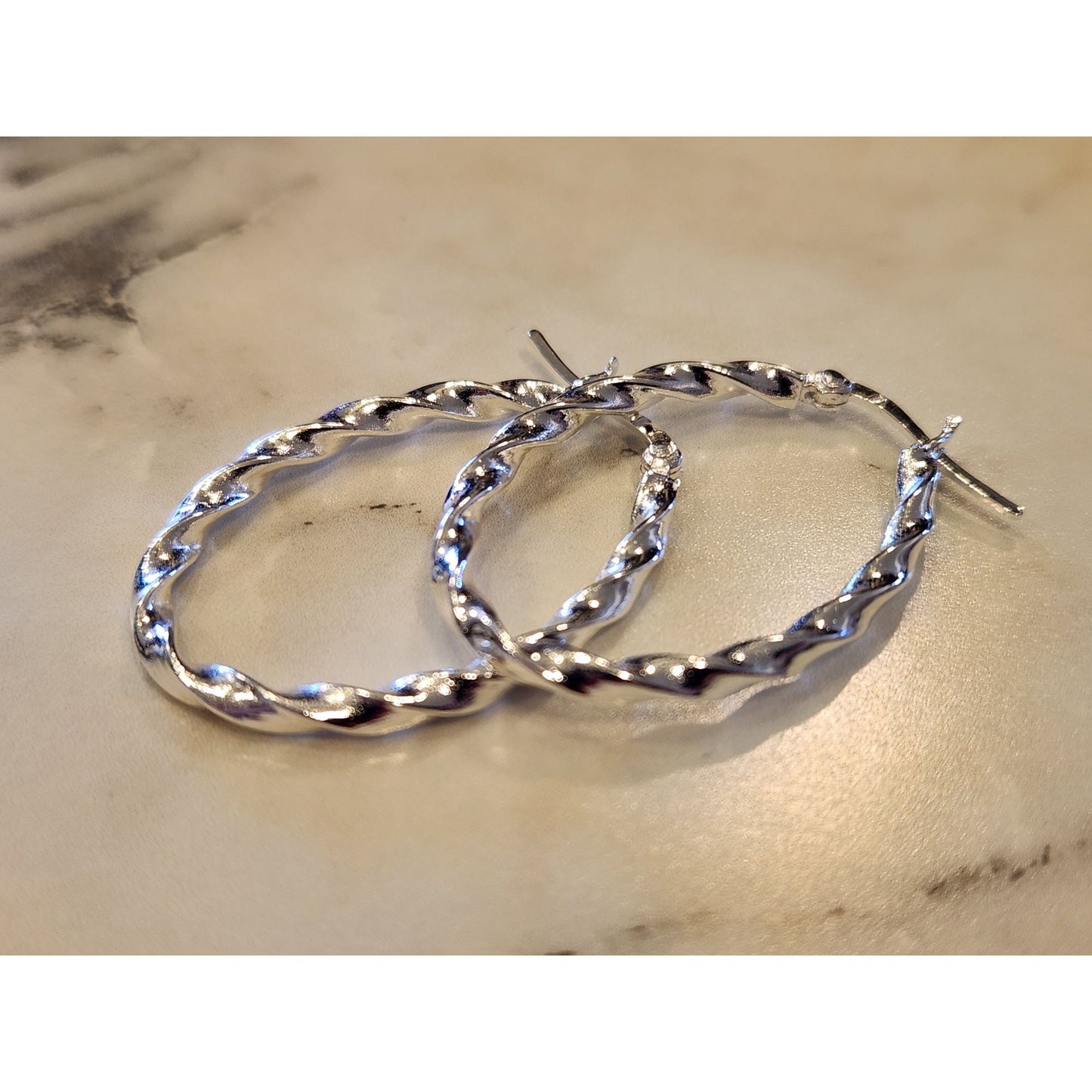 Sterling Silver Twisted Hoop Earrings