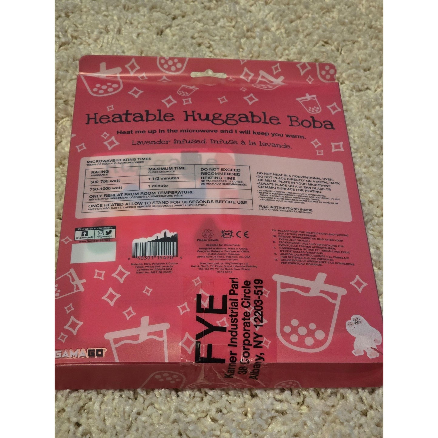 Heatable Huggable Boba Lavender-Infused Plush