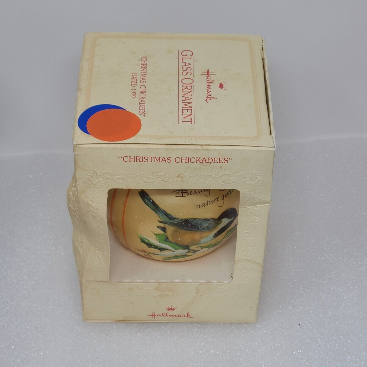 Vintage Hallmark Glass Christmas Ornament 1979 Christmas Chickadees Tree Trimmer