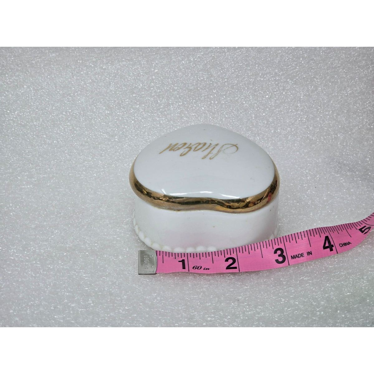 Vintage 1967 Sweet 16 Porcelain Heart Trinket Box Sharon Gold Trim Personalized