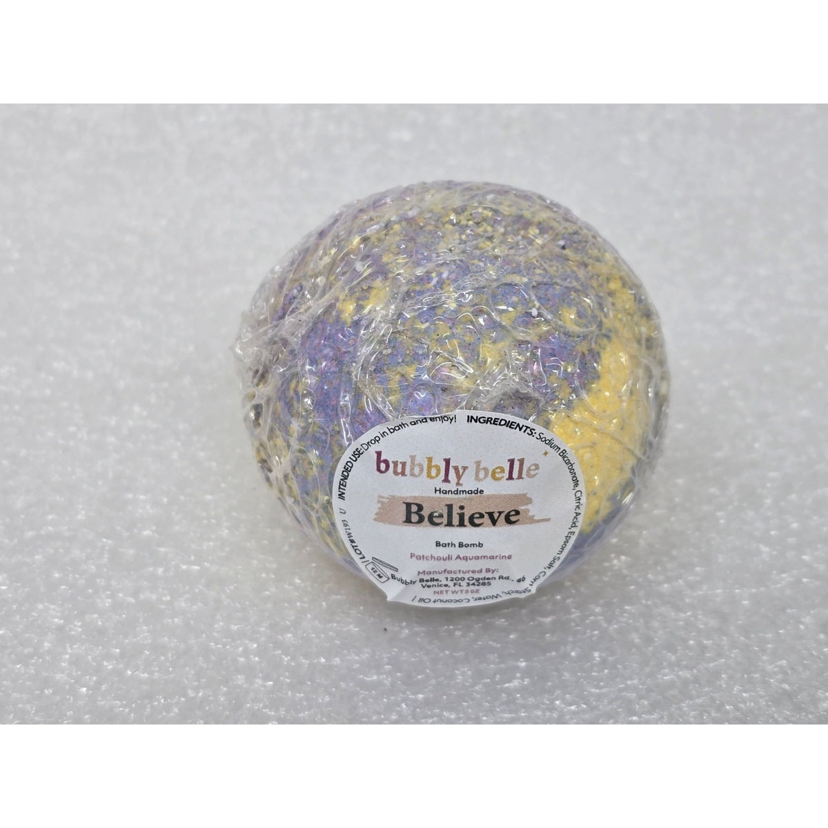 Bubbly Belle Believe Handmade Bath Bomb Patchouli Aquamarine 5oz Aromatherapy