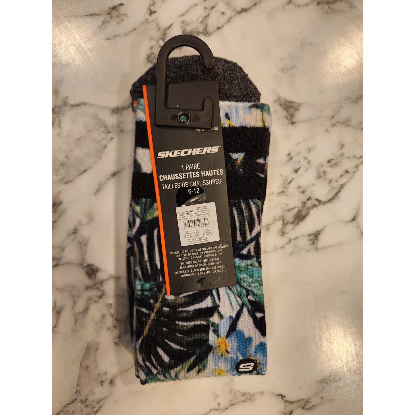 Skechers Tropical Print Crew Socks Shoe Size 6-12