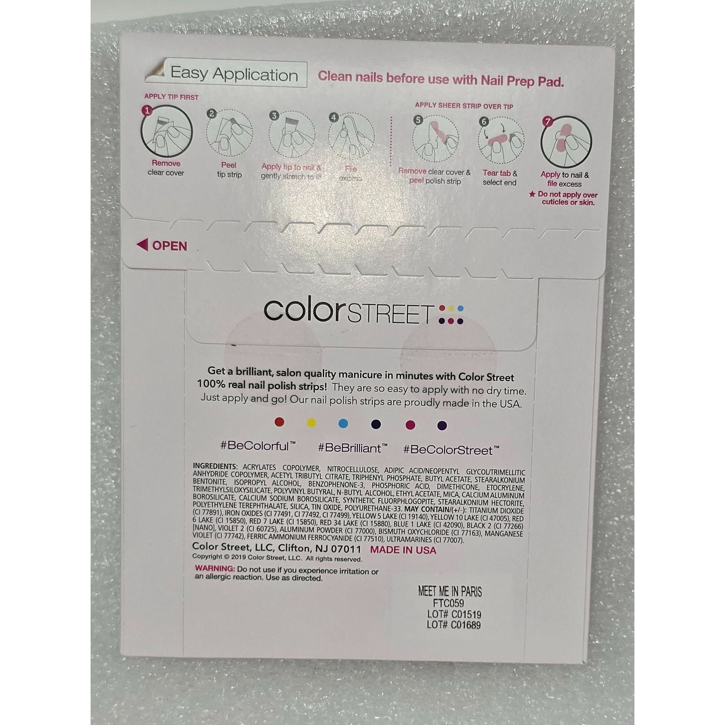 Color Street French Manicure Nail Polish Strips Meet Me In Paris