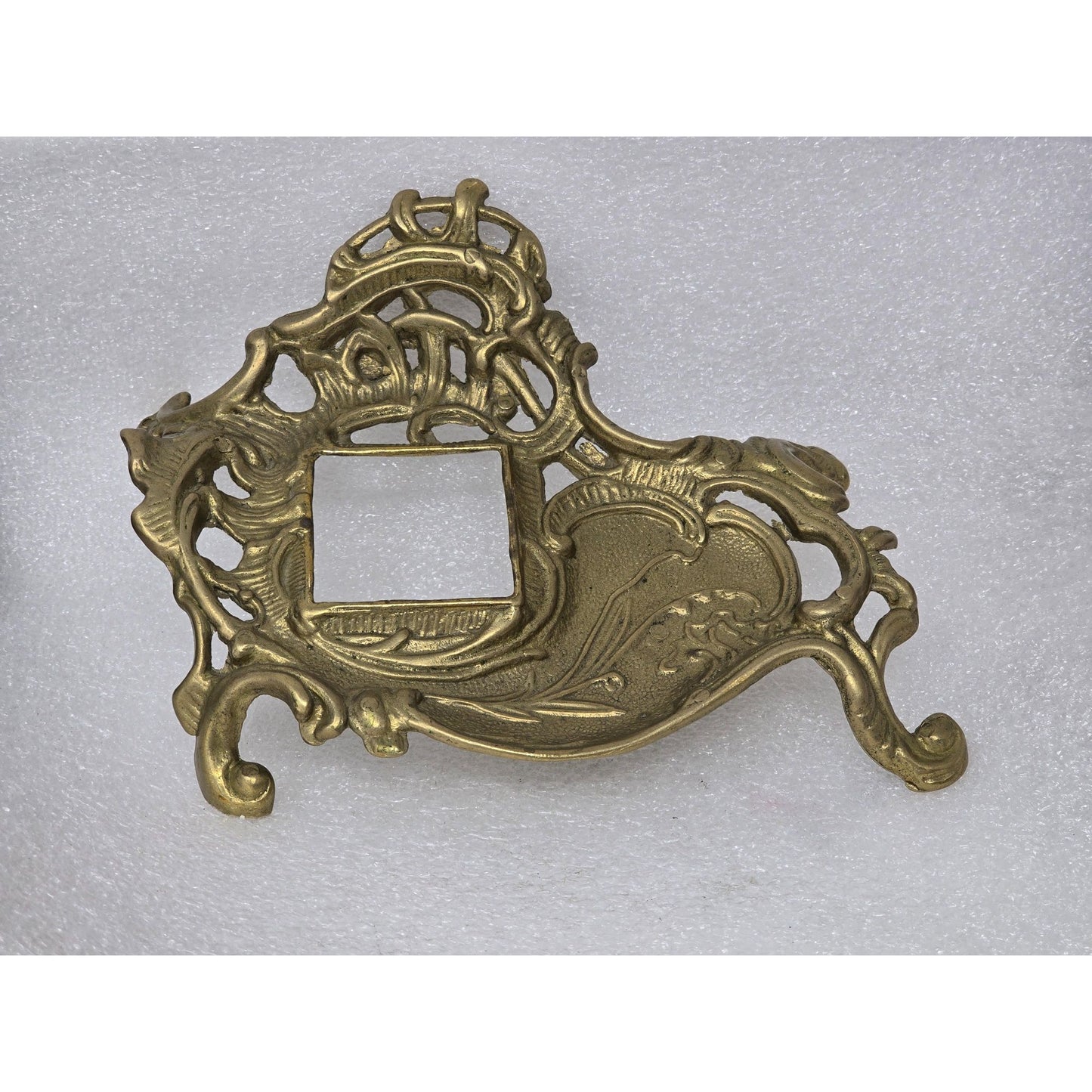 Vintage Ornate Art Nouveau Brass Footed Inkwell Holder With Intricate Details
