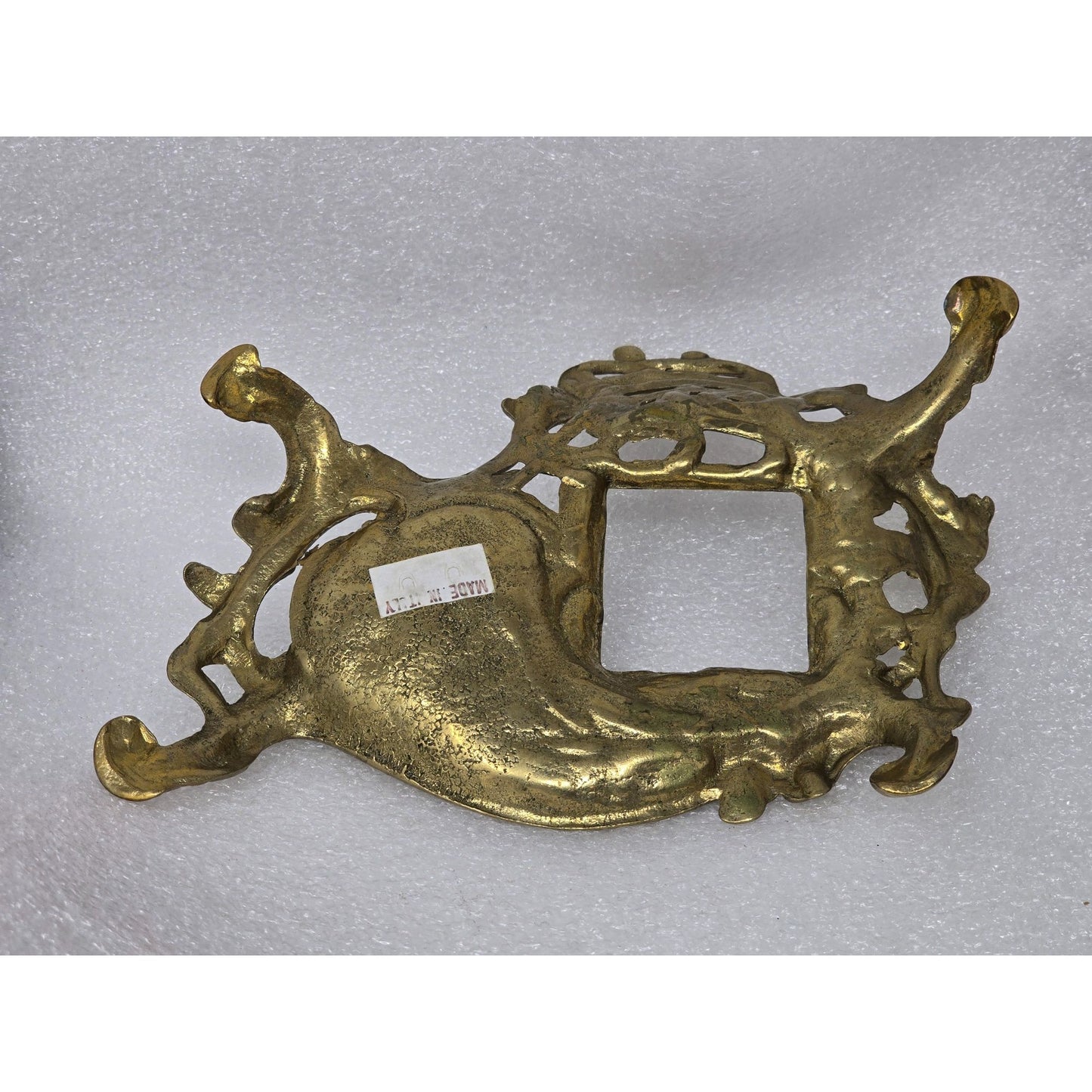 Vintage Ornate Art Nouveau Brass Footed Inkwell Holder With Intricate Details