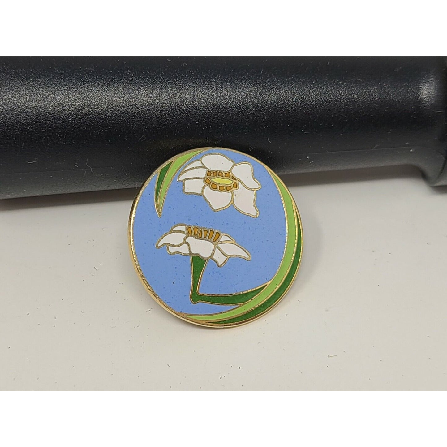 Vintage Girard Blue Enamel Flower Pin 1979 Brooch