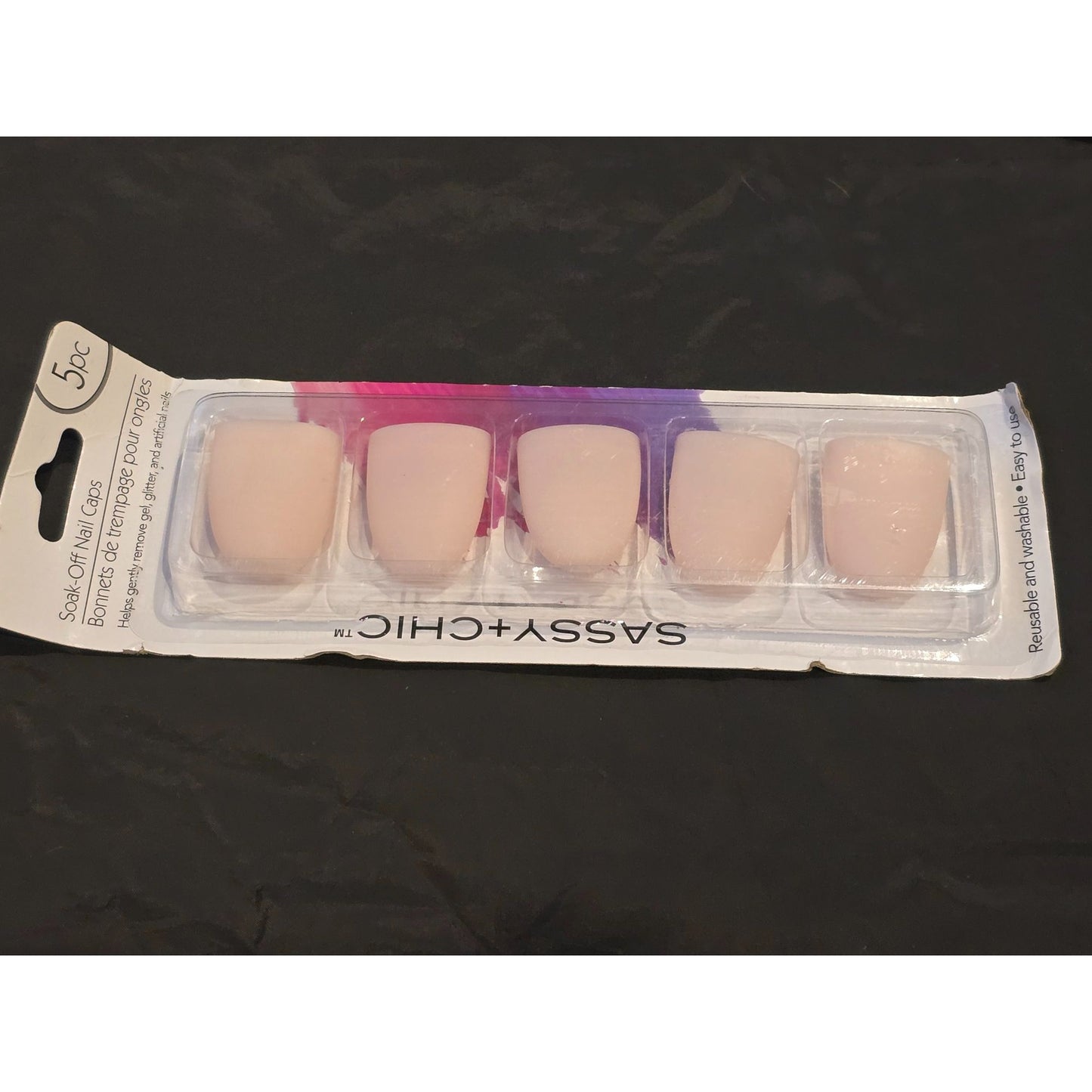 Sassy + Chic Reusable Soak-Off Nail Caps 5Pc For Gel/Glitter Removal