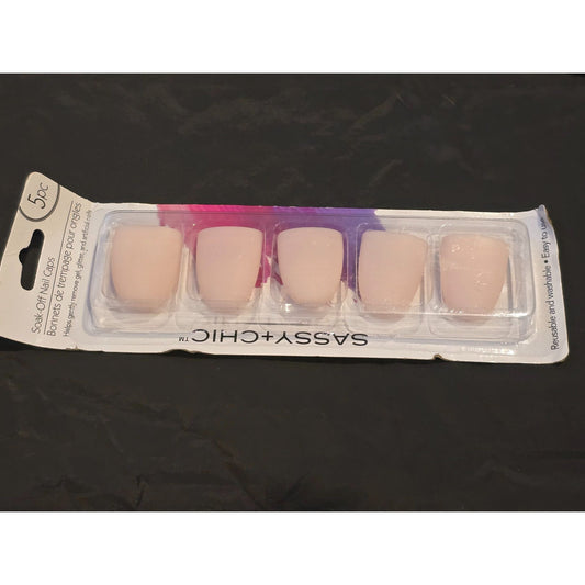 Sassy + Chic Reusable Soak-Off Nail Caps 5Pc For Gel/Glitter Removal