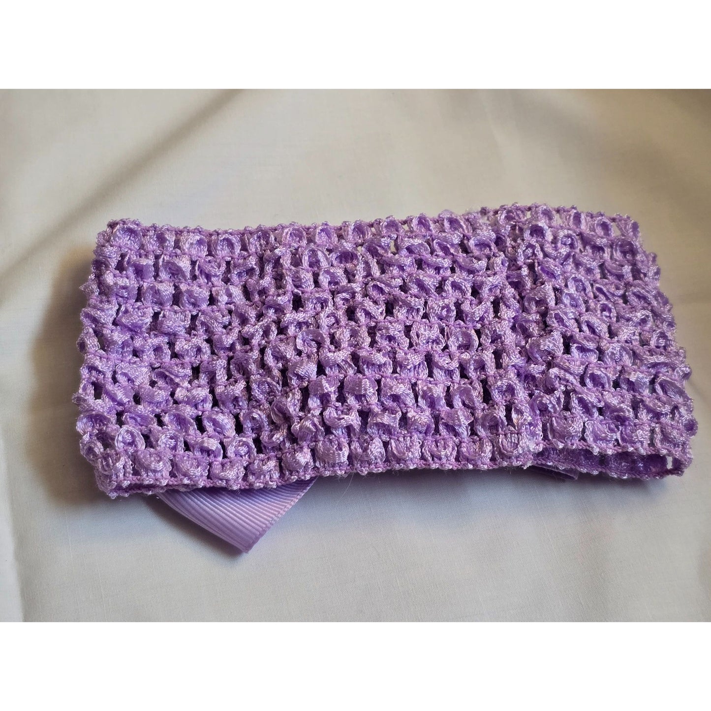 Purple Crochet Hairband With Large Bow For Infants & Toddlers