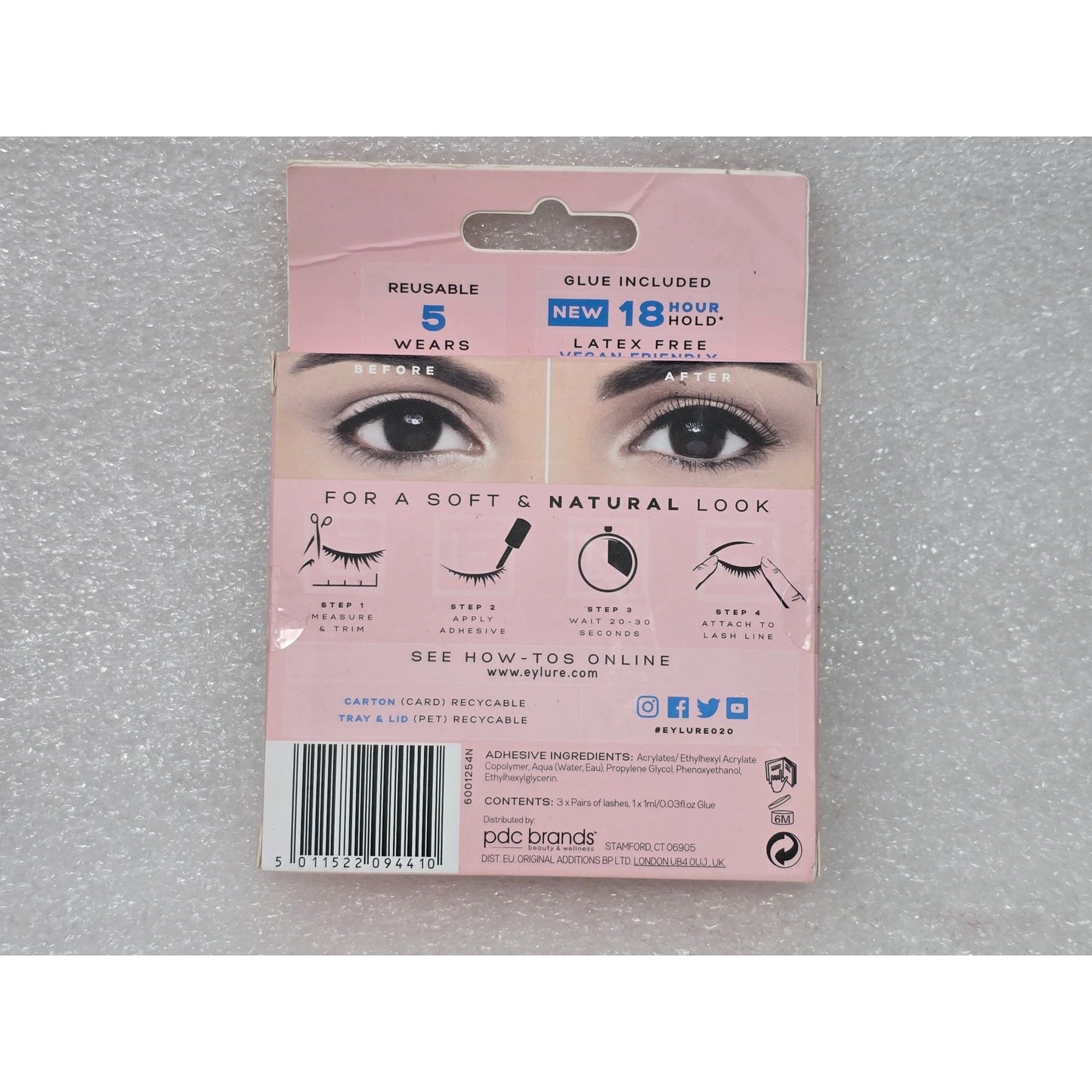 Eylure London Naturals No.020 False Eyelashes With Glue For Soft Natural Look