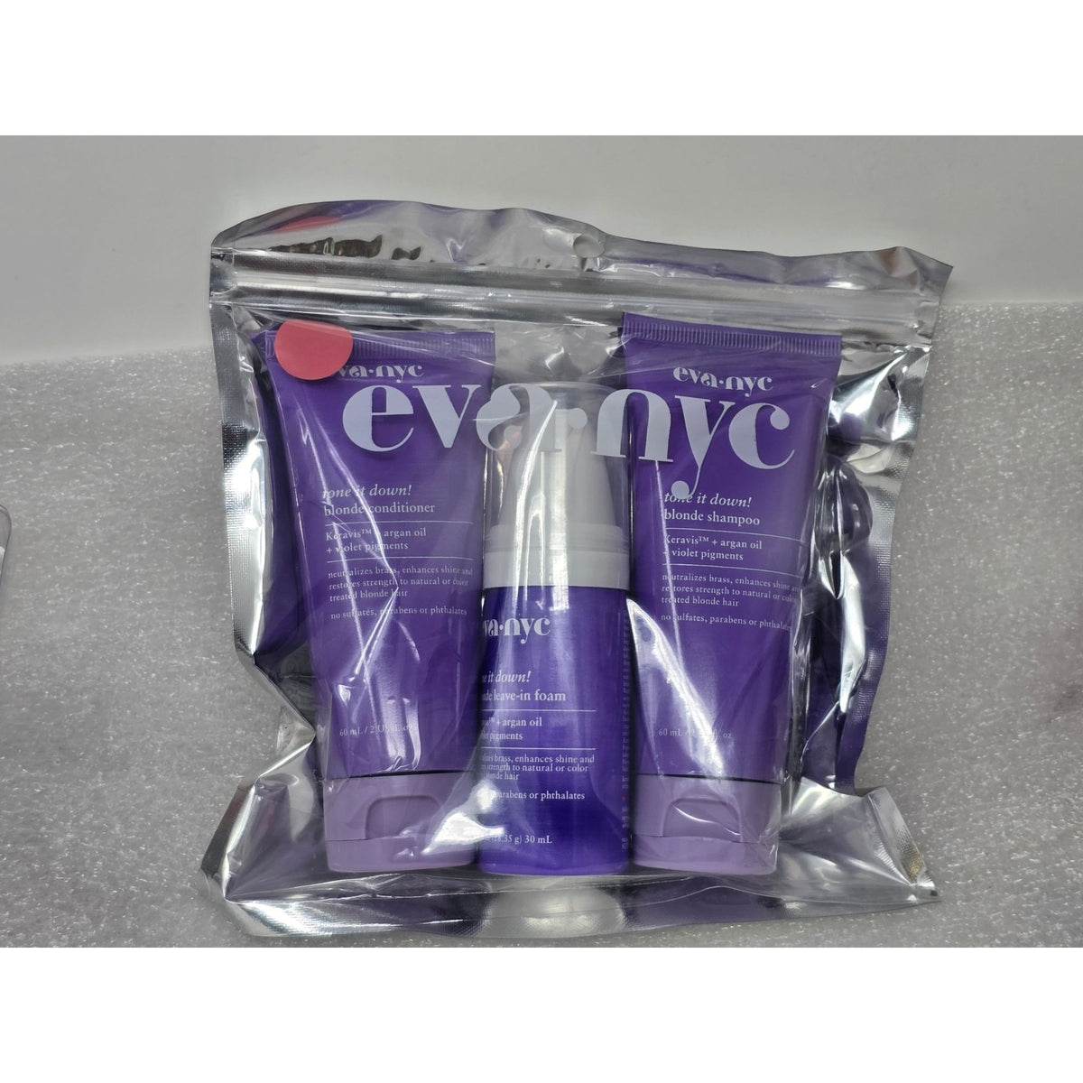 Eva NYC Tone It Down! Smart Blonde Shampoo Conditioner & Leave-In Foam Set 3 Pc