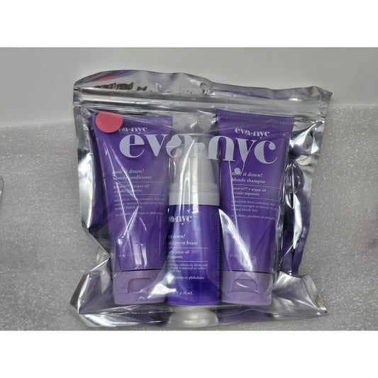 Eva NYC Tone It Down! Smart Blonde Shampoo Conditioner & Leave-In Foam Set 3 Pc