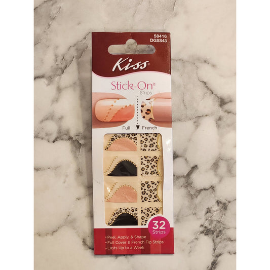 Kiss Stick-On Nail Strips Sugar Rush Full & French Tip 32 Count