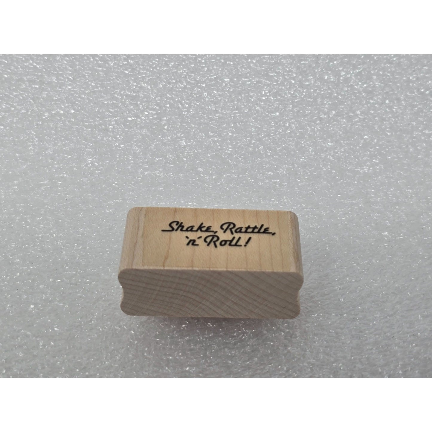 Stampin Up! Wooden Rubber Stamp "Shake Rattle n Roll!" Fun Crafting Tool