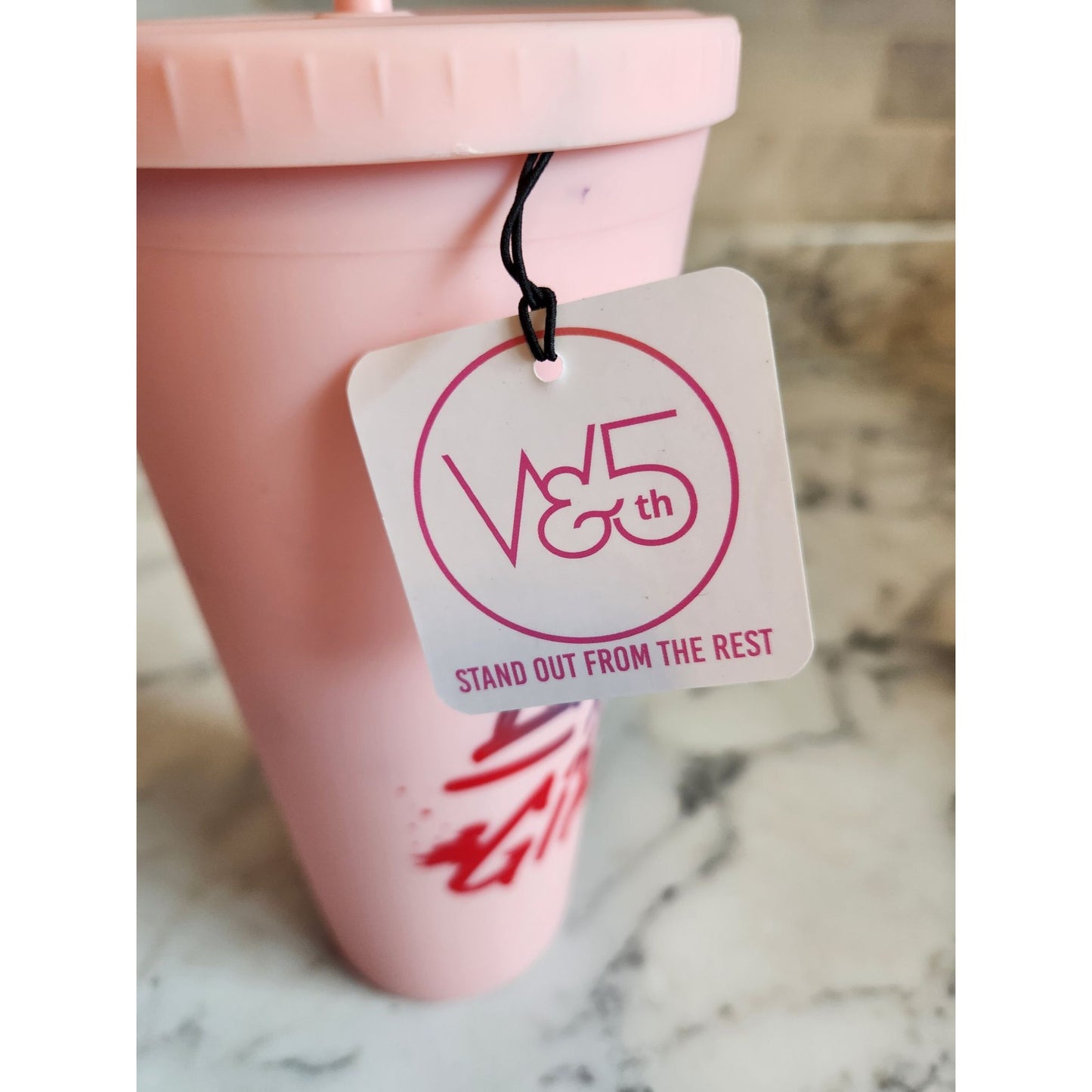 Play Like A Girl Pink Tumbler With Straw 24 Oz BPA-Free By W&5th