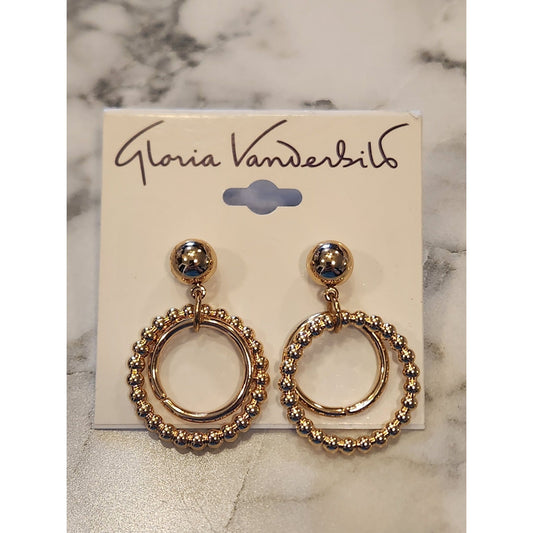 Gloria Vanderbilt Gold-Tone Beaded Double Circle Drop Earrings