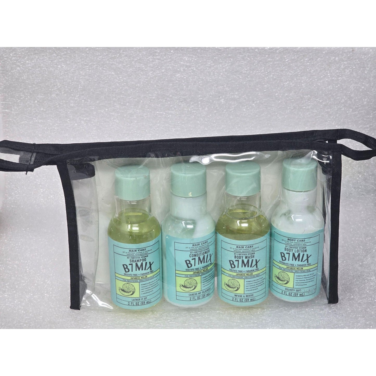 B7 MIX Japanese Melon Travel Toiletry Set Shampoo Conditioner Body Wash Lotion