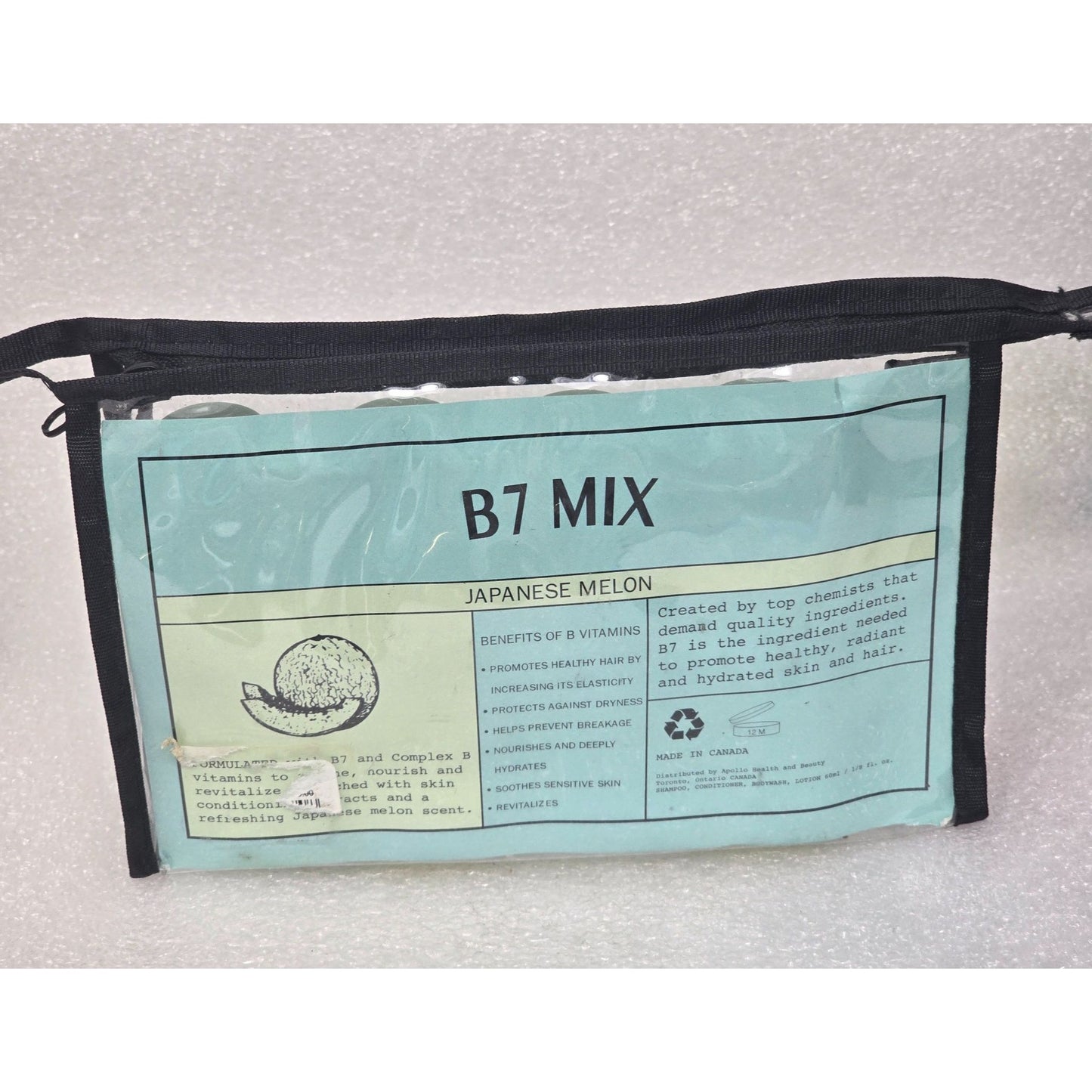 B7 MIX Japanese Melon Travel Toiletry Set Shampoo Conditioner Body Wash Lotion