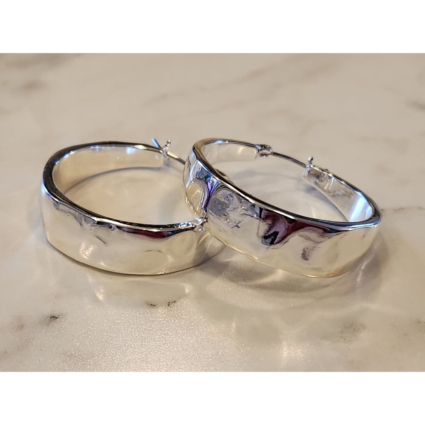 Gloria Vanderbilt Silver-Tone Hammered Hoop Earrings