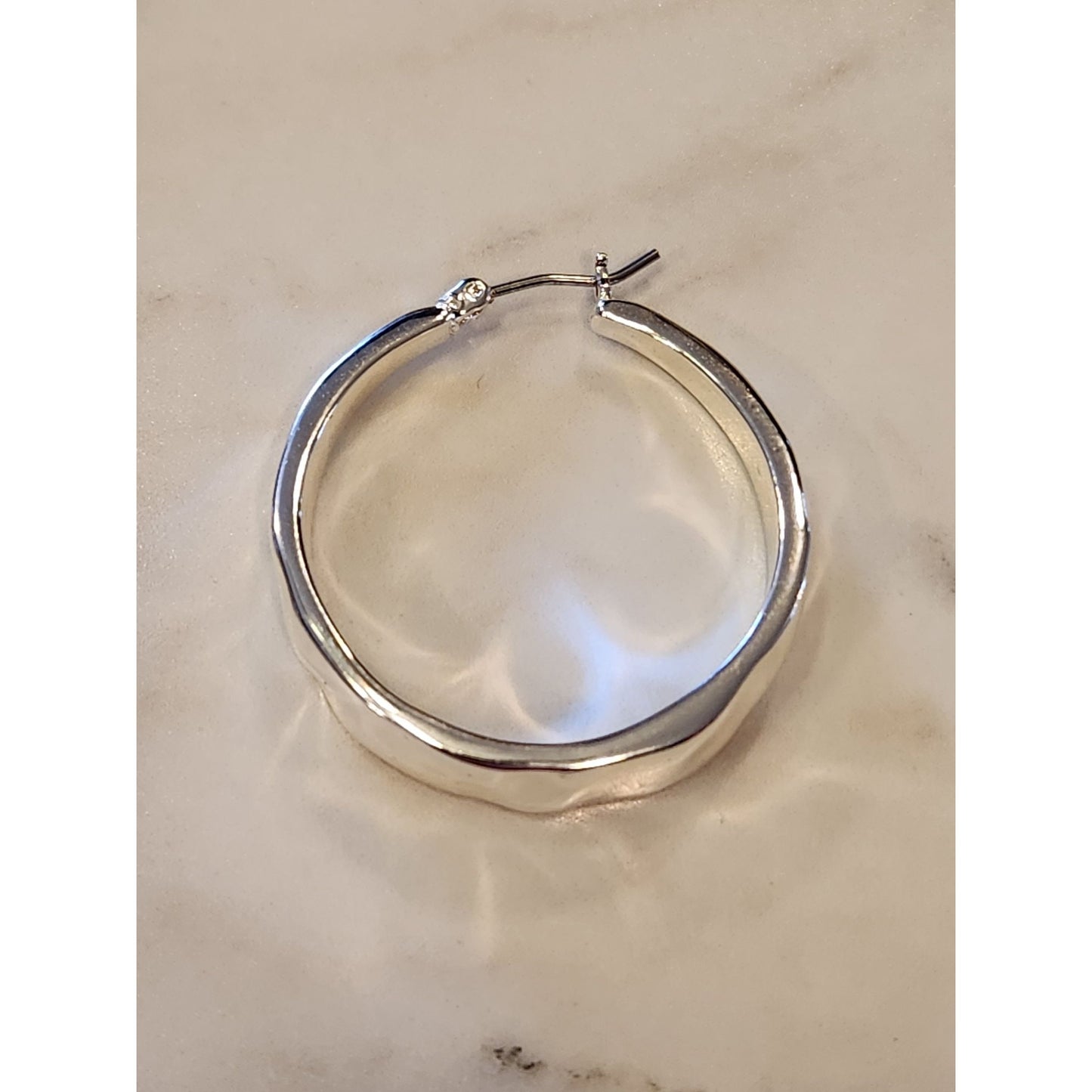 Gloria Vanderbilt Silver-Tone Hammered Hoop Earrings
