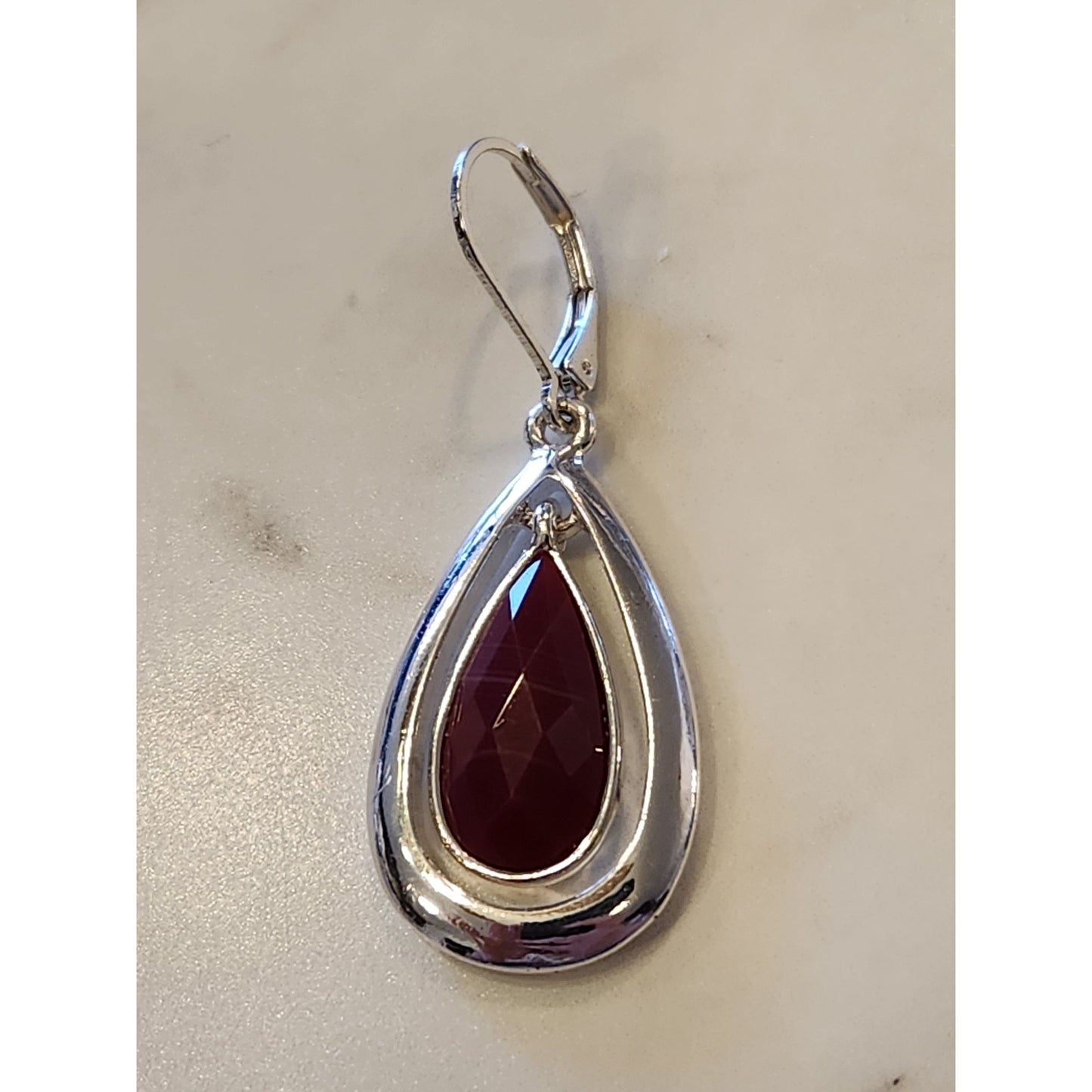 Napier Silver-Tone Tear Drop Earrings With Faceted Accents