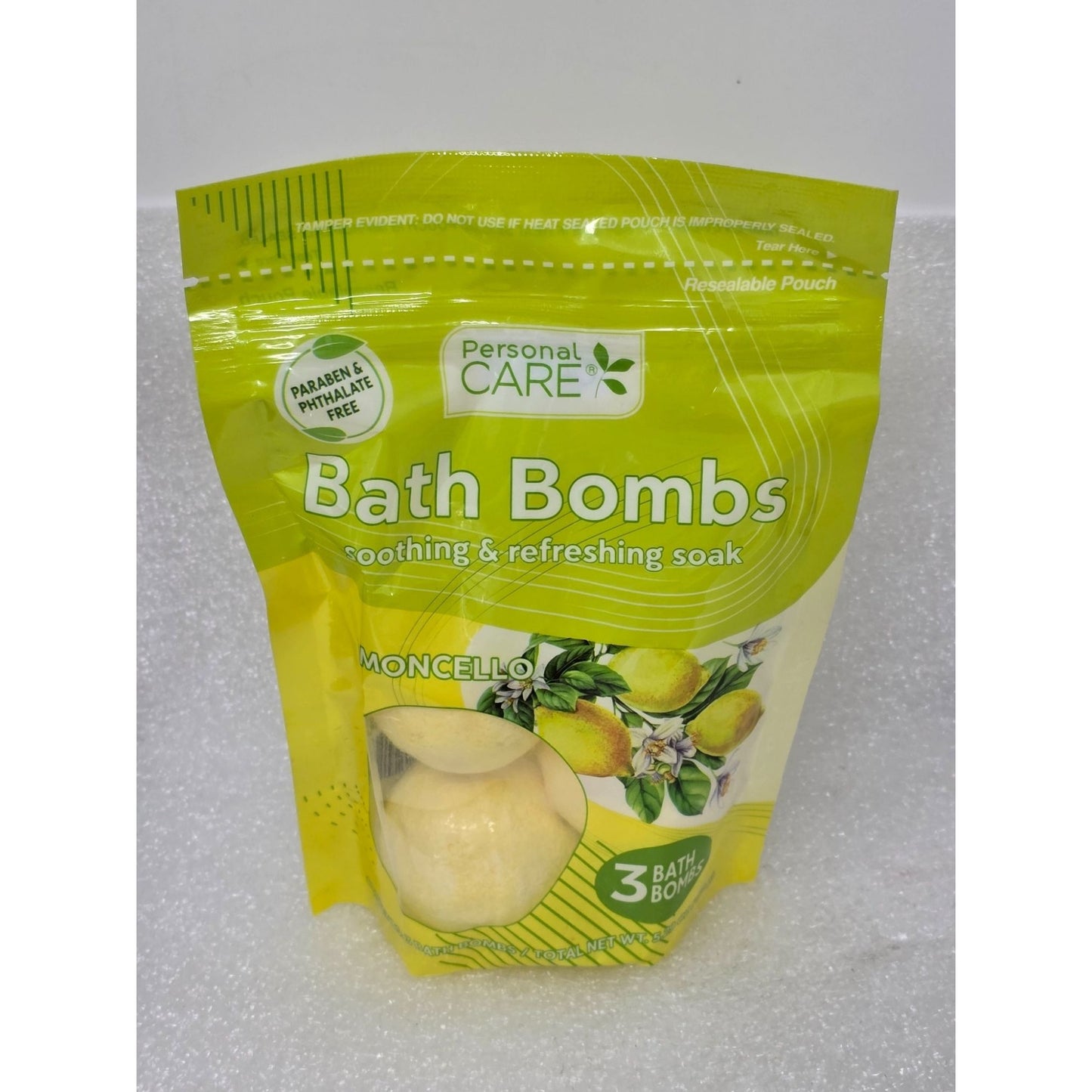 Personal Care Bath Bombs Limoncello 3-Pack - Soothing & Refreshing Soak