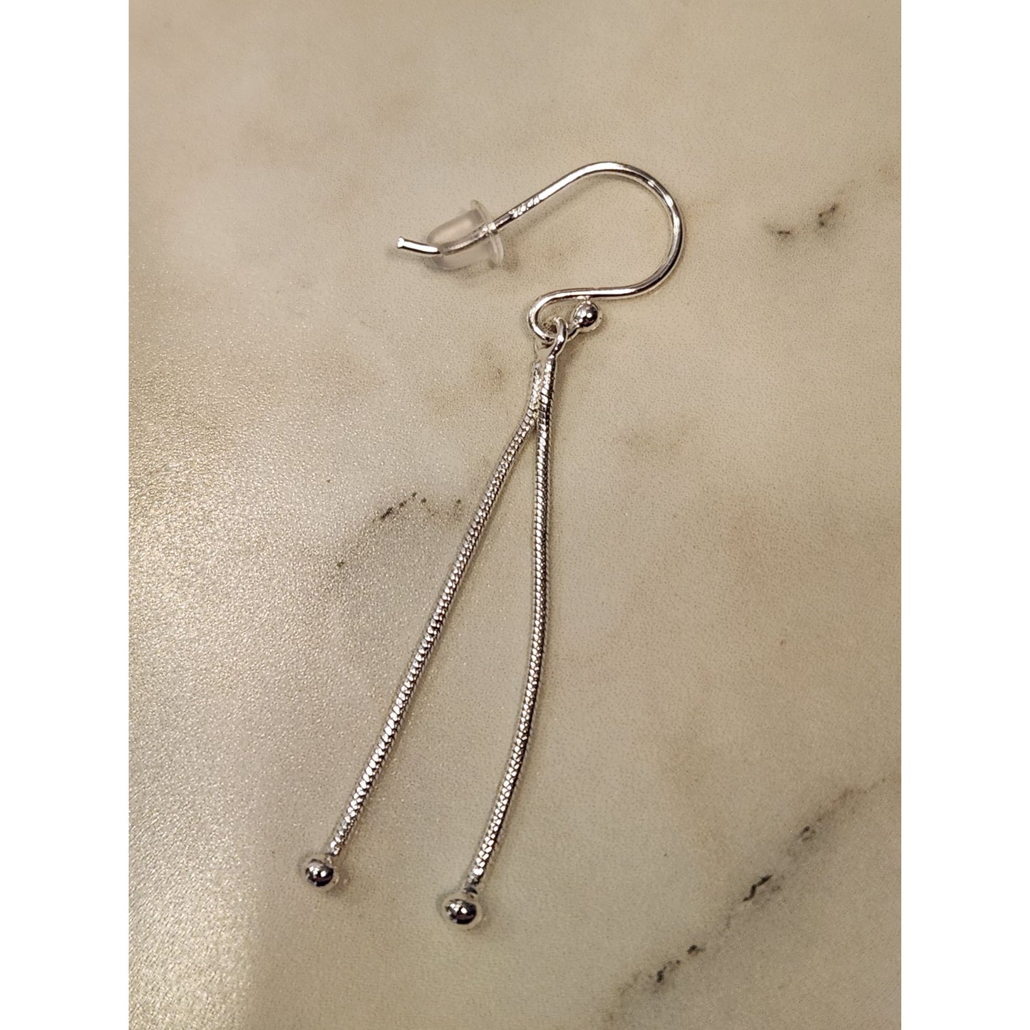 Sterling Silver Dangle Earrings With Chain Drop Design