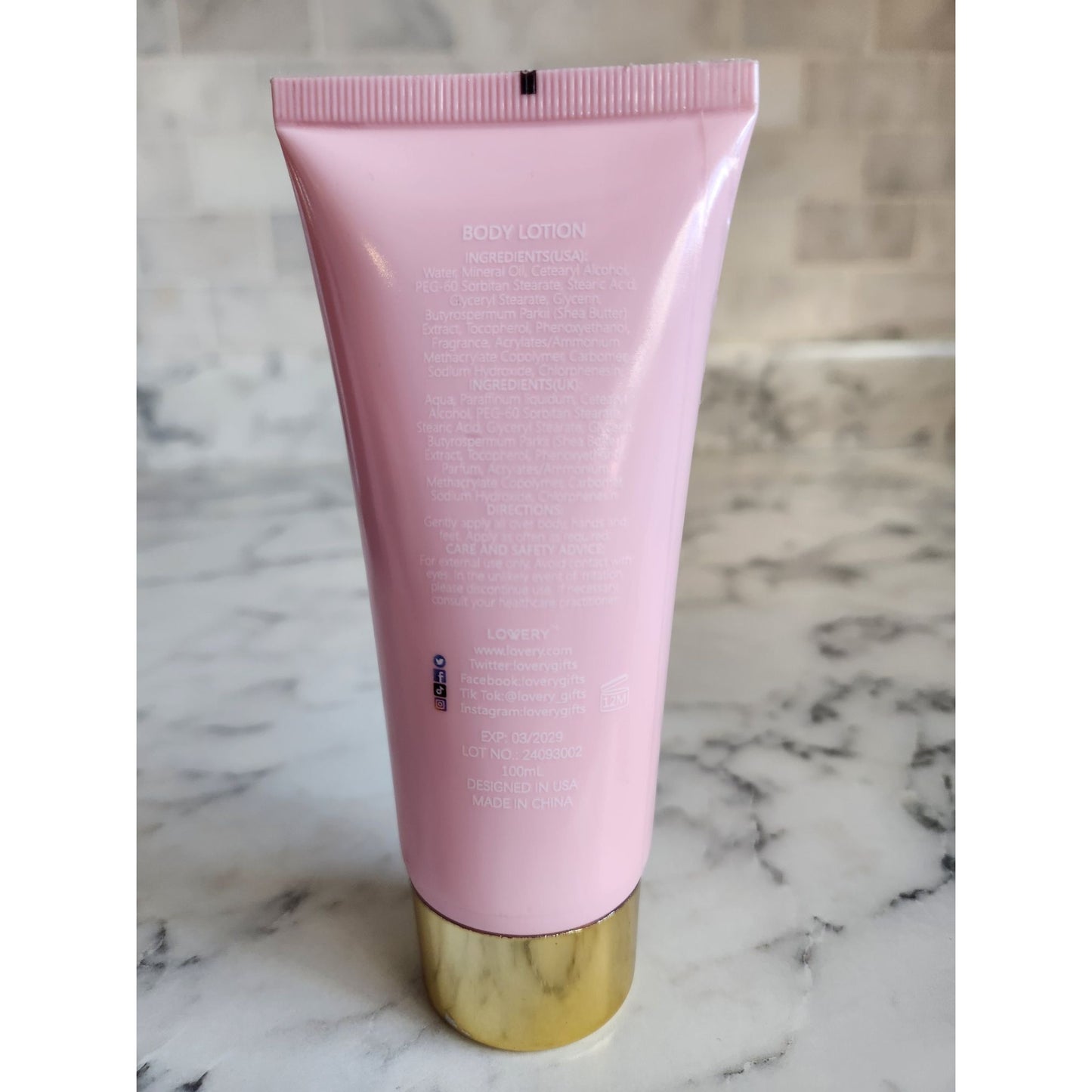 Lovery Pink Rose Body Lotion 100ml Paraben-Free With Vitamin E & Shea Butter