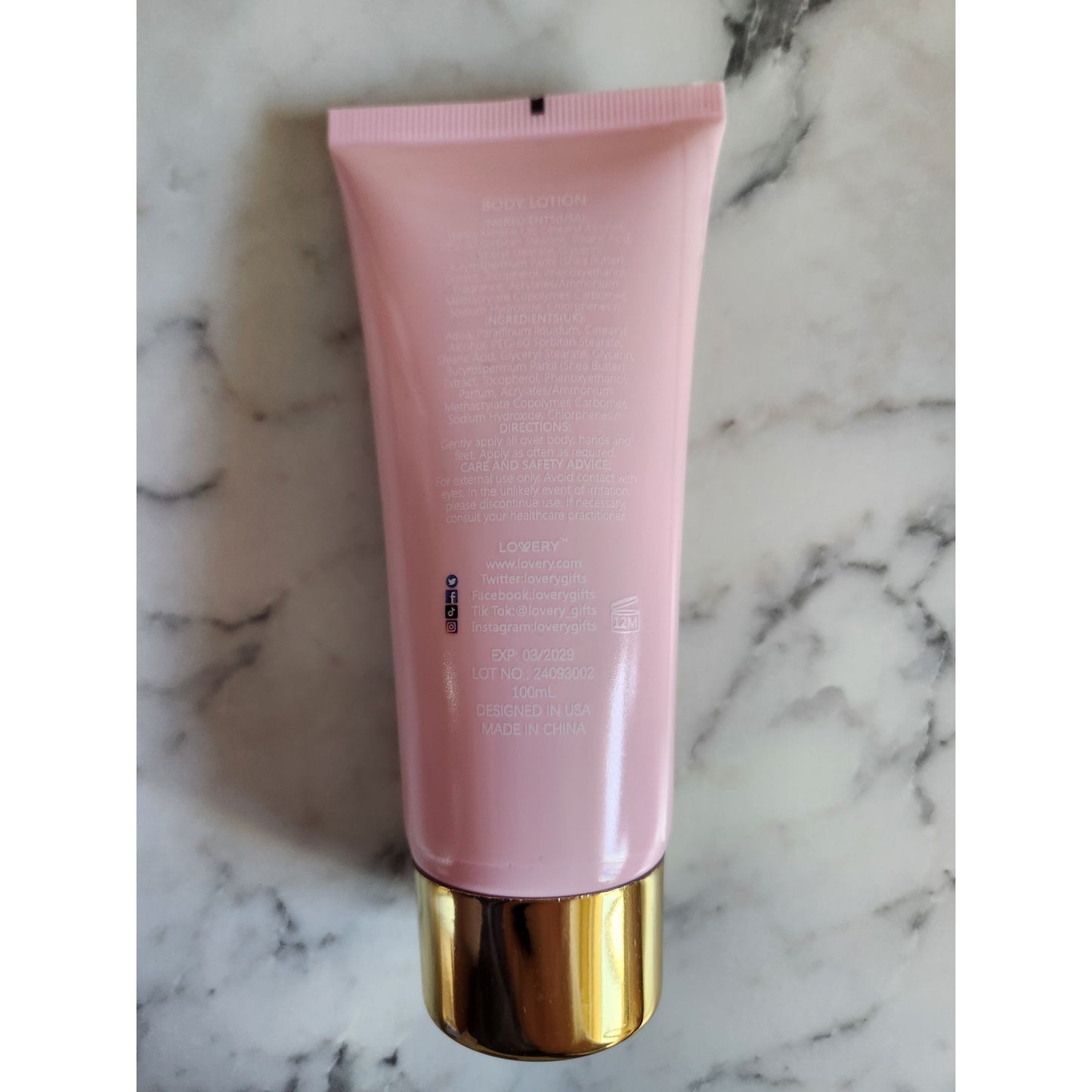 Lovery Pink Rose Body Lotion 100ml Paraben-Free With Vitamin E & Shea Butter