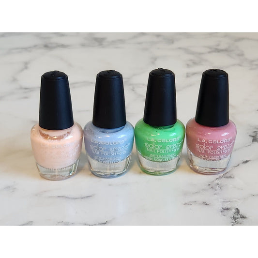 L.A. Colors Color Craze Nail Polish Set - Peach Blue Green & Pink With Hardener