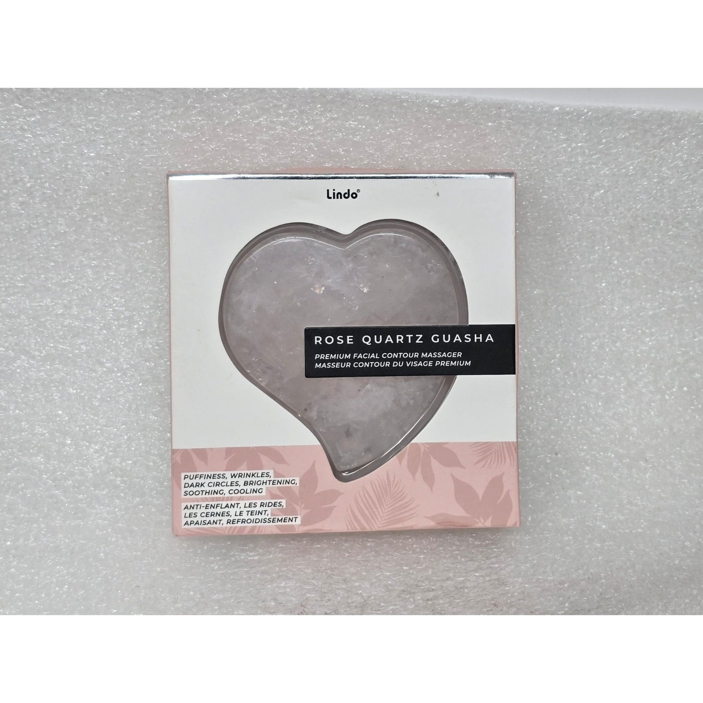 Lindo Rose Quartz Guasha Premium Facial Contour Massager For Skin Brightening