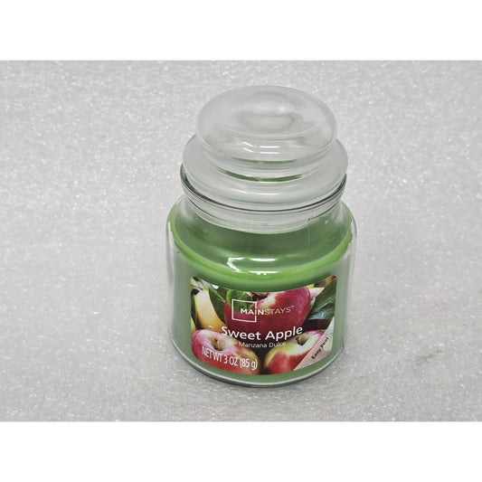 Mainstays Sweet Apple Manzana Dulce Scented Green 3 Oz Jar Candle With Lid