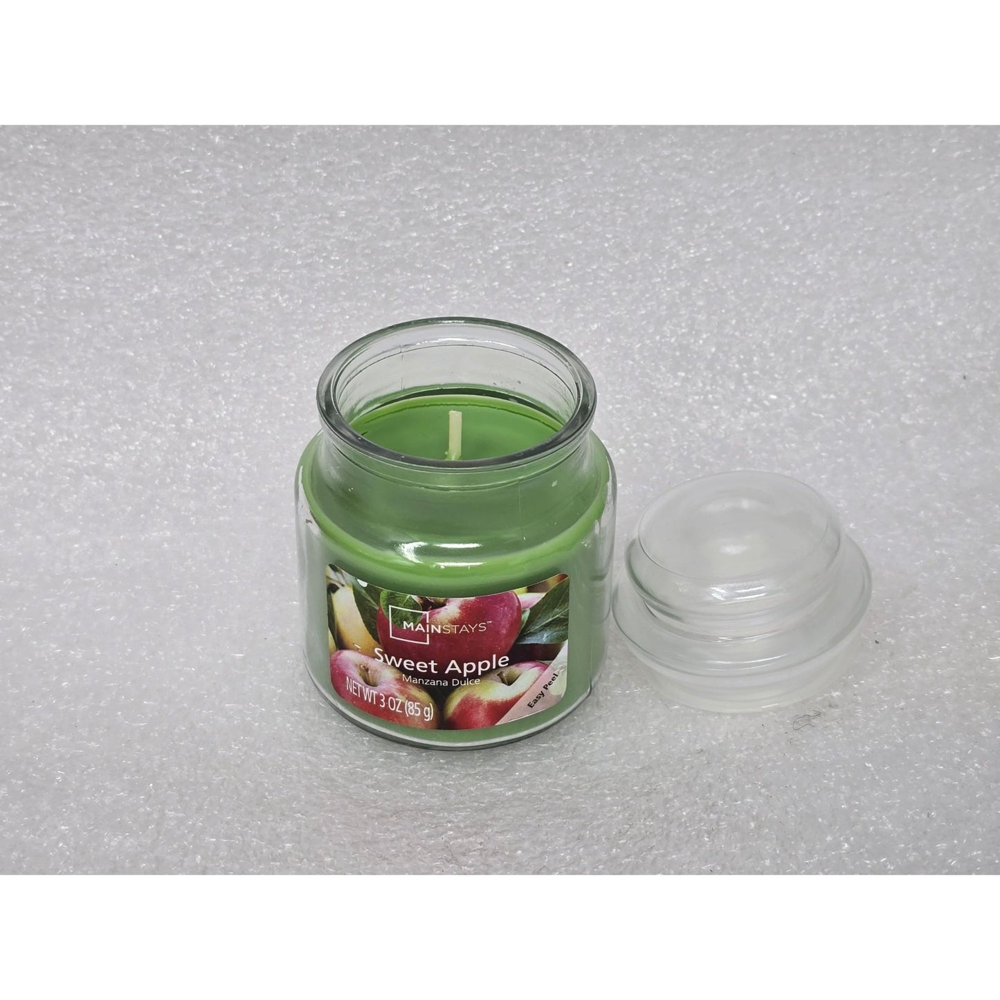 Mainstays Sweet Apple Manzana Dulce Scented Green 3 Oz Jar Candle With Lid