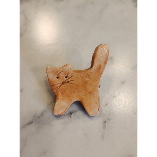 Handmade Ceramic Cat Brooch Pin