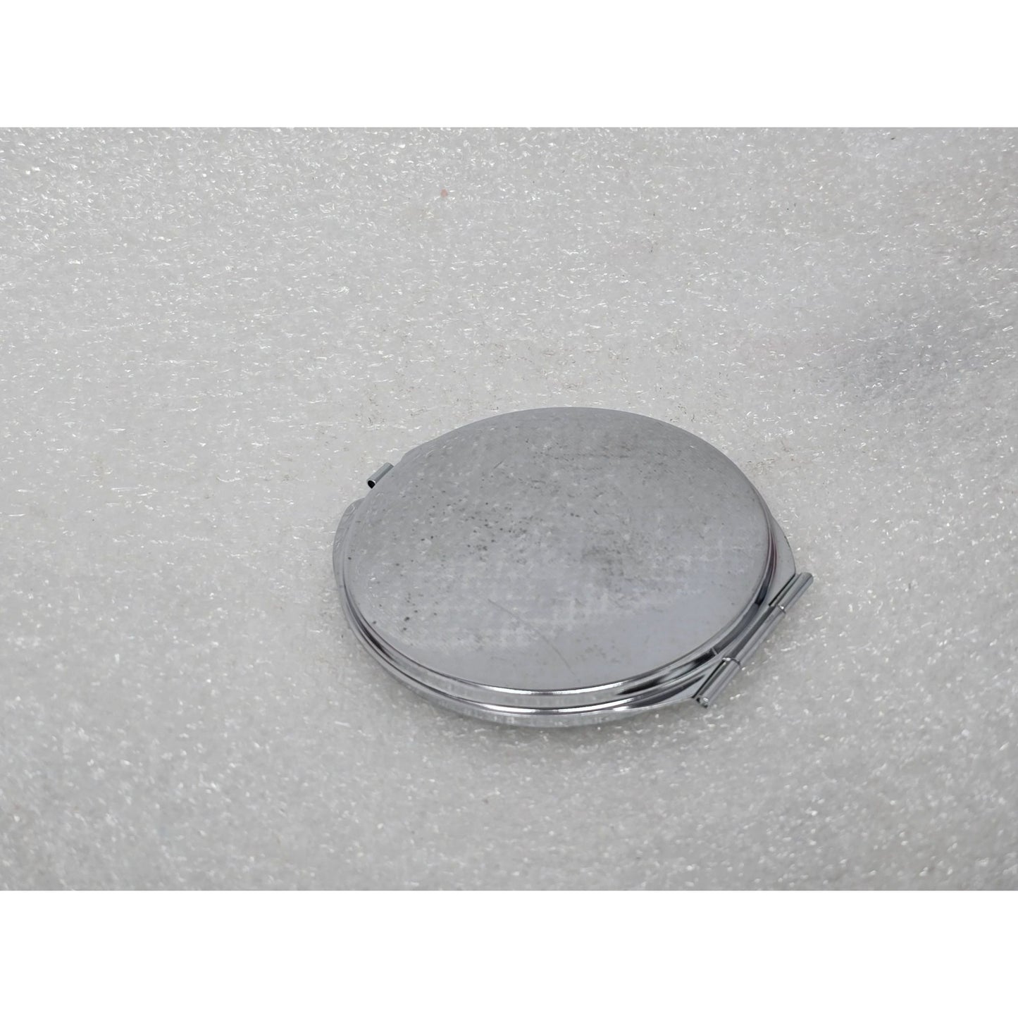 Crystal Rhinestone Embellished Compact Mirror Dual Sides Silver Tone Foldable