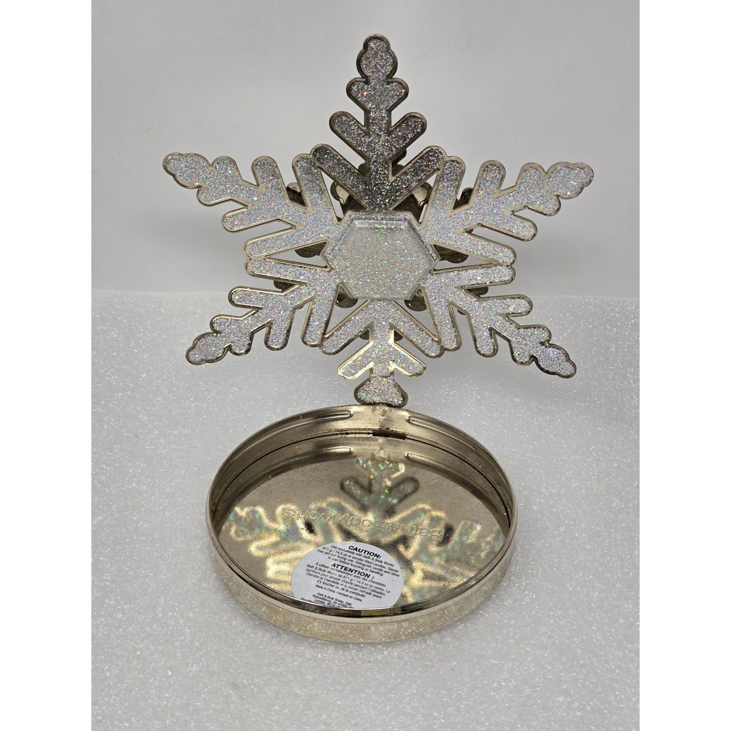 Bath & Body Works Snowflake Candle Holder 3-Wick Glitter Silver Accessory