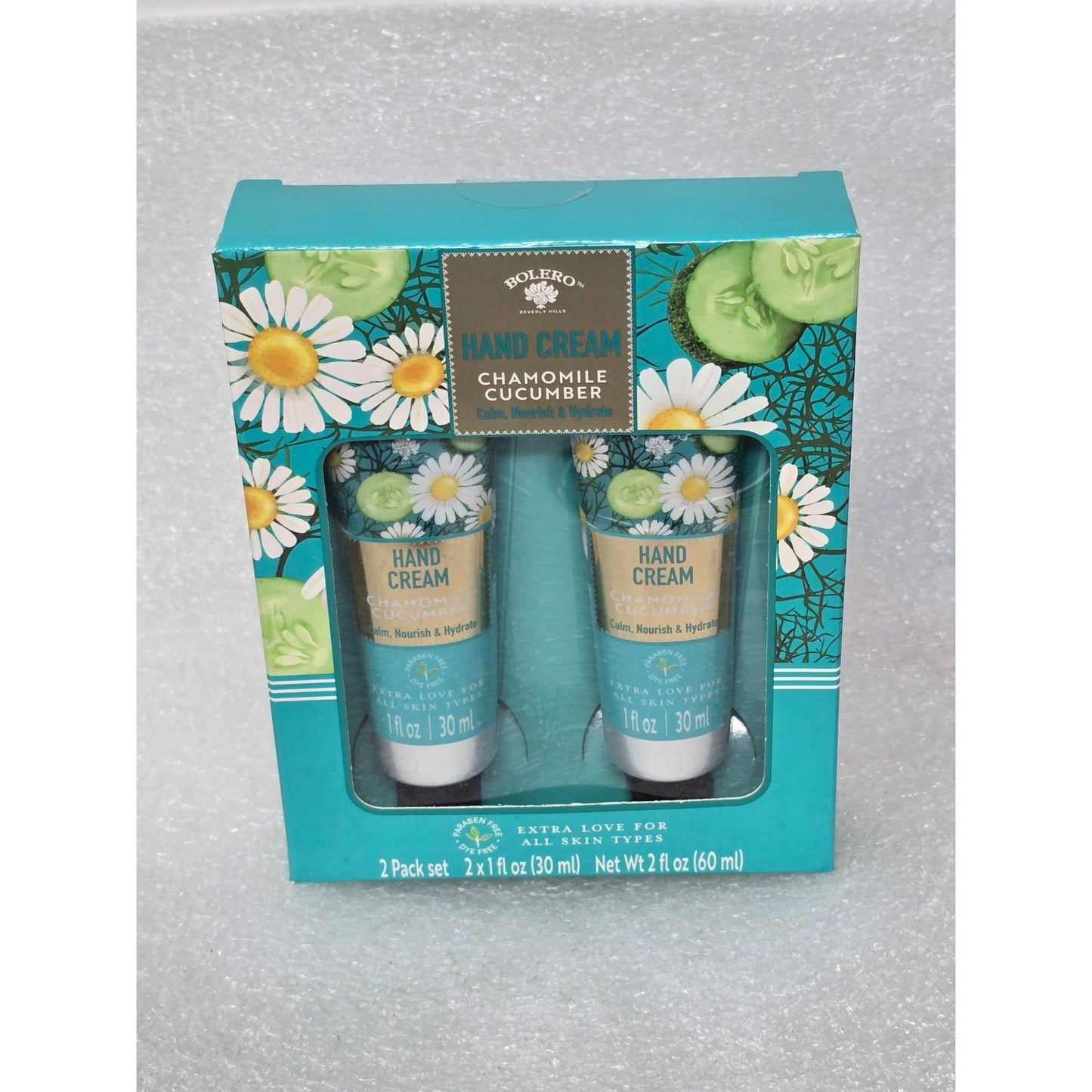 Bolero Chamomile & Cucumber Hand Cream 2-Pack Set 2 Oz Each For All Skin Types