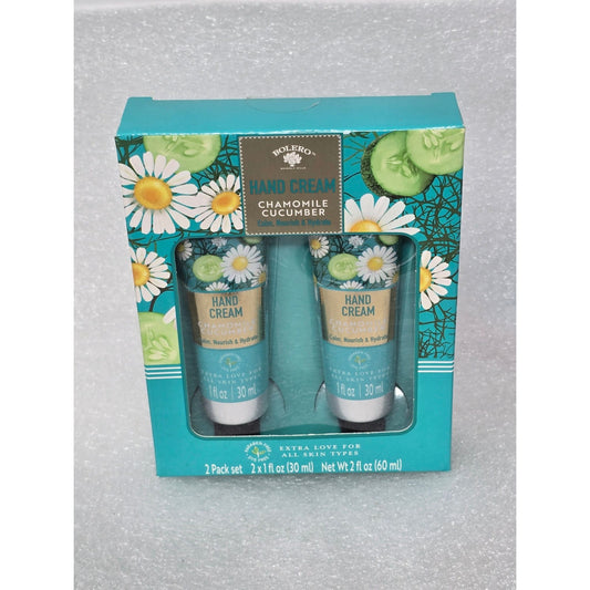 Bolero Chamomile & Cucumber Hand Cream 2-Pack Set 2 Oz Each For All Skin Types