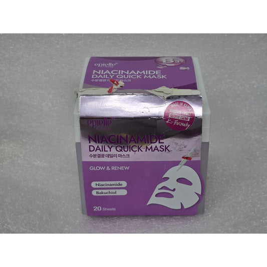 Epielle Niacinamide Daily Quick Mask 20 Sheets Hydrating & Brightening K-Beauty