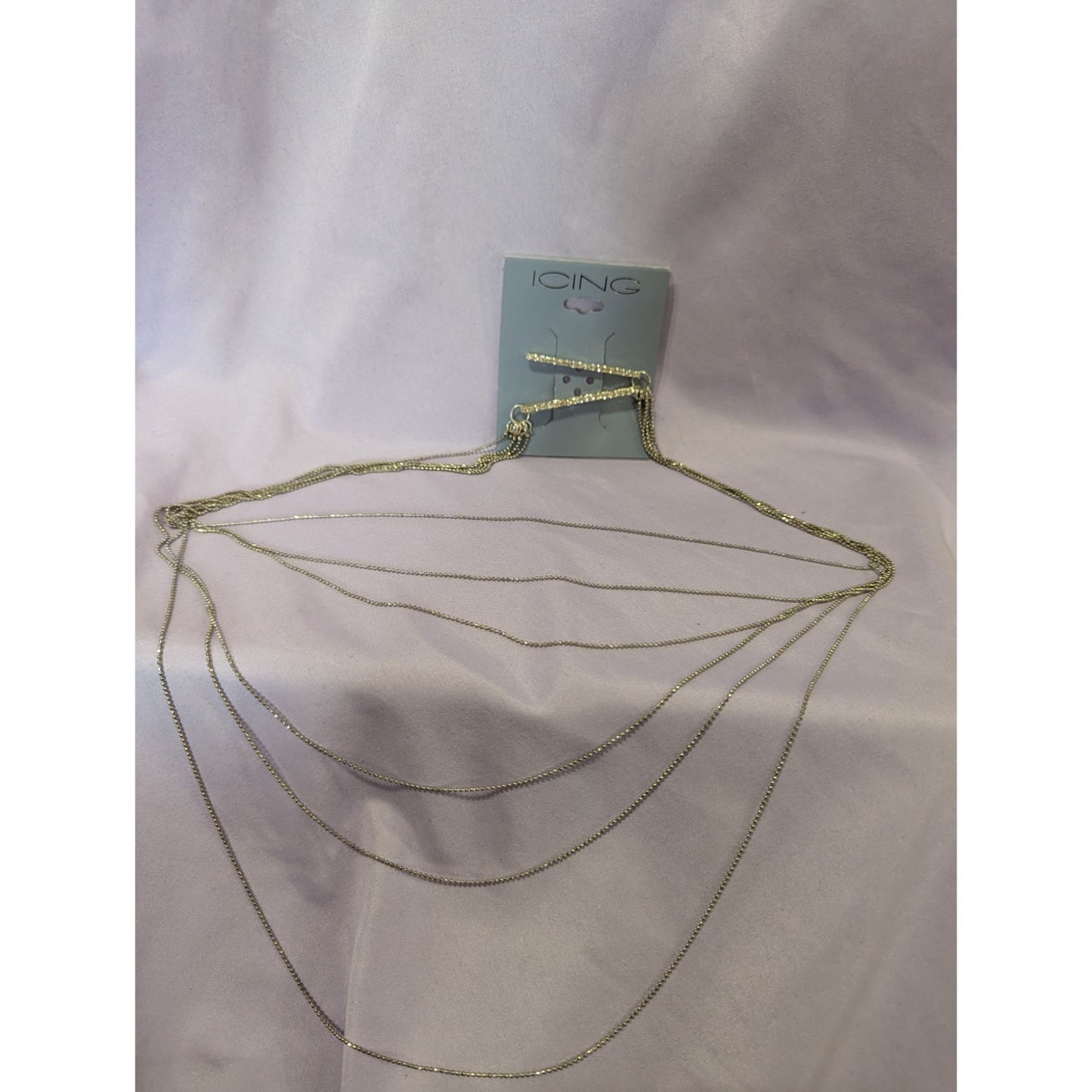 Multi-Layered Silver Hair Bobby Pins Chain Accessory By Icing